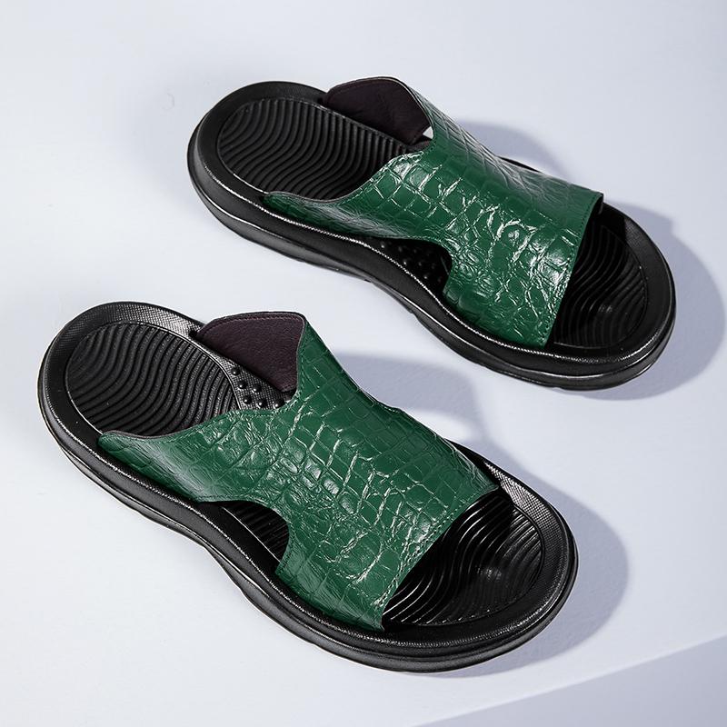 Fashion Fashion Outdoor Thick Soled Designer Men Slippers Leather Breathable Cool Ultralight Summer Men Non Slip Comfort Beach Slippers