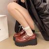 Fashion 2025 New Fashion Style Shoes Women Patent Leather Platform Loafers Punk Metal Buckle Shoes Women Chunky Heel Uniform Shoes