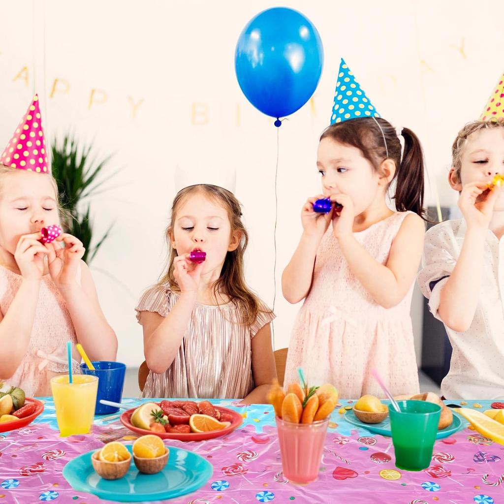 2 PCS Candyland Plastic Tablecloth Candy Theme Party Decorations Colorful Lollipop Table Covers Sweet Table Cloth for Candy Land Party Birthday Baby