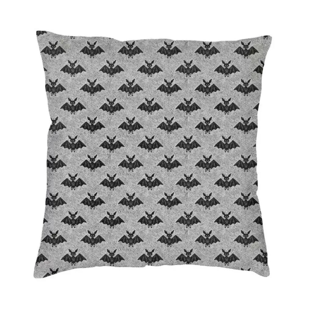 Pastel Goth Pink Black Bats Nordic Throw Pillow Cover Home Decorative Halloween Witch Chair Cushion 45x45cm Pillowcases