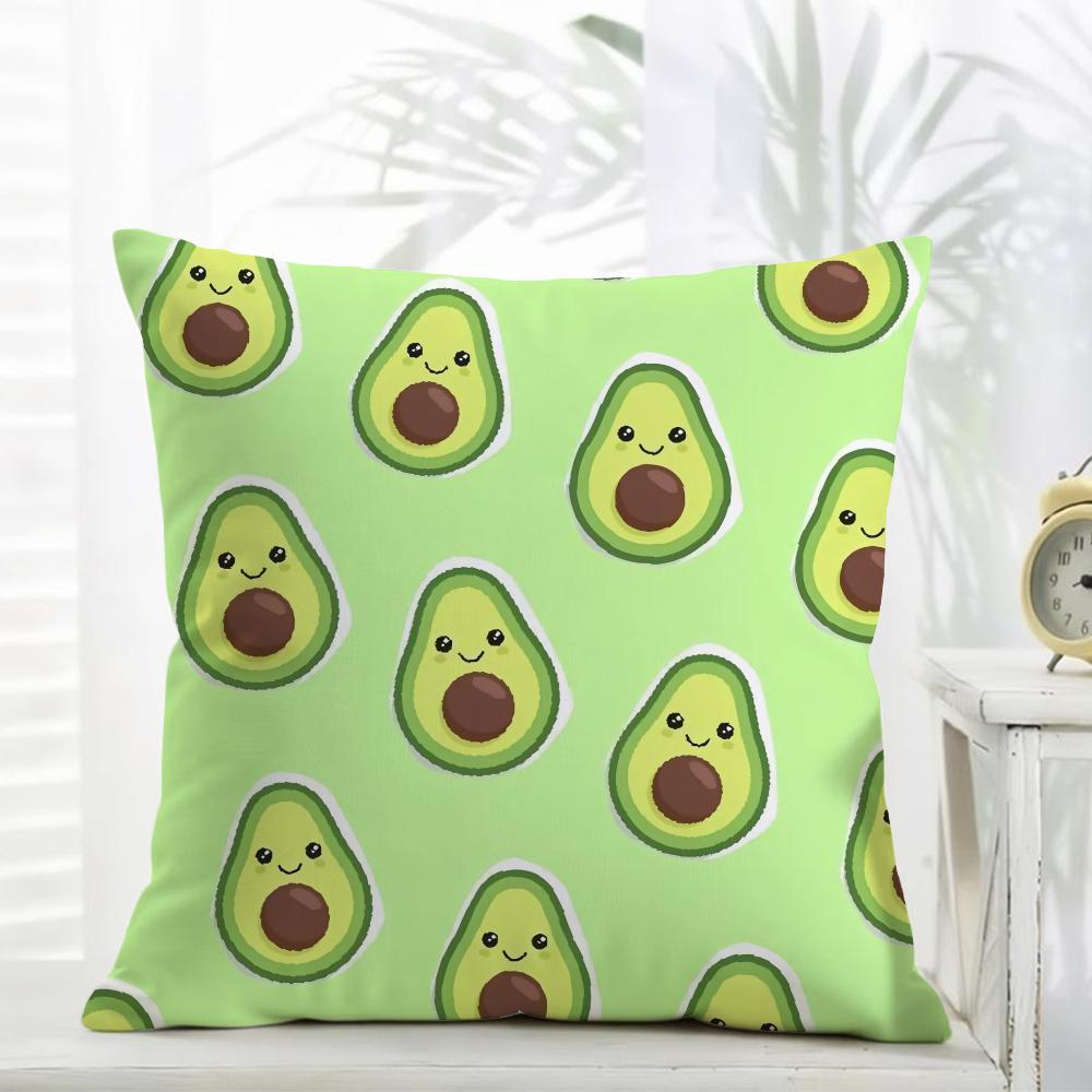 Pattern Fresh Avocado Print Cushion Cover Daily Washable Linen Pillowcase Soft For Sofa Bed Home Room Decor