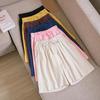 Women's Summer Casual Cotton Linen Shorts with Elastic Waist and Drawstring Comfortable Wide Leg Solid Color Beach Pants
