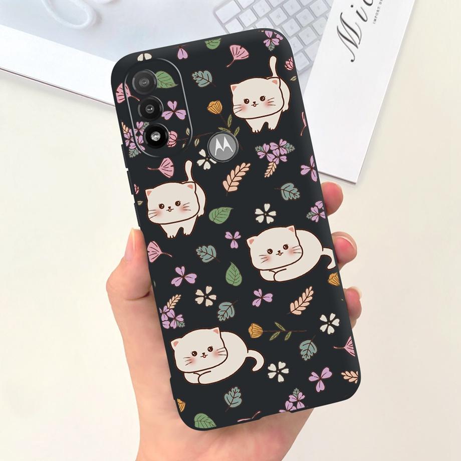 For Moto E20 Case 6.5" Soft Silicone Black Cat Moon Night Back Cases for Motorola Moto E20 Case TPU Capa Motorola E20 Bumper
