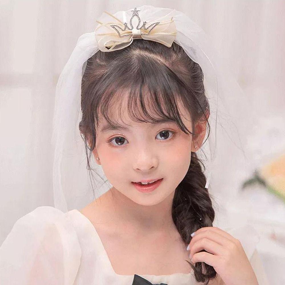 

Headwear Star Lace Rhinestone Hair Accessory Children Hairpin Veil Hair Clip Bow Hair Clip