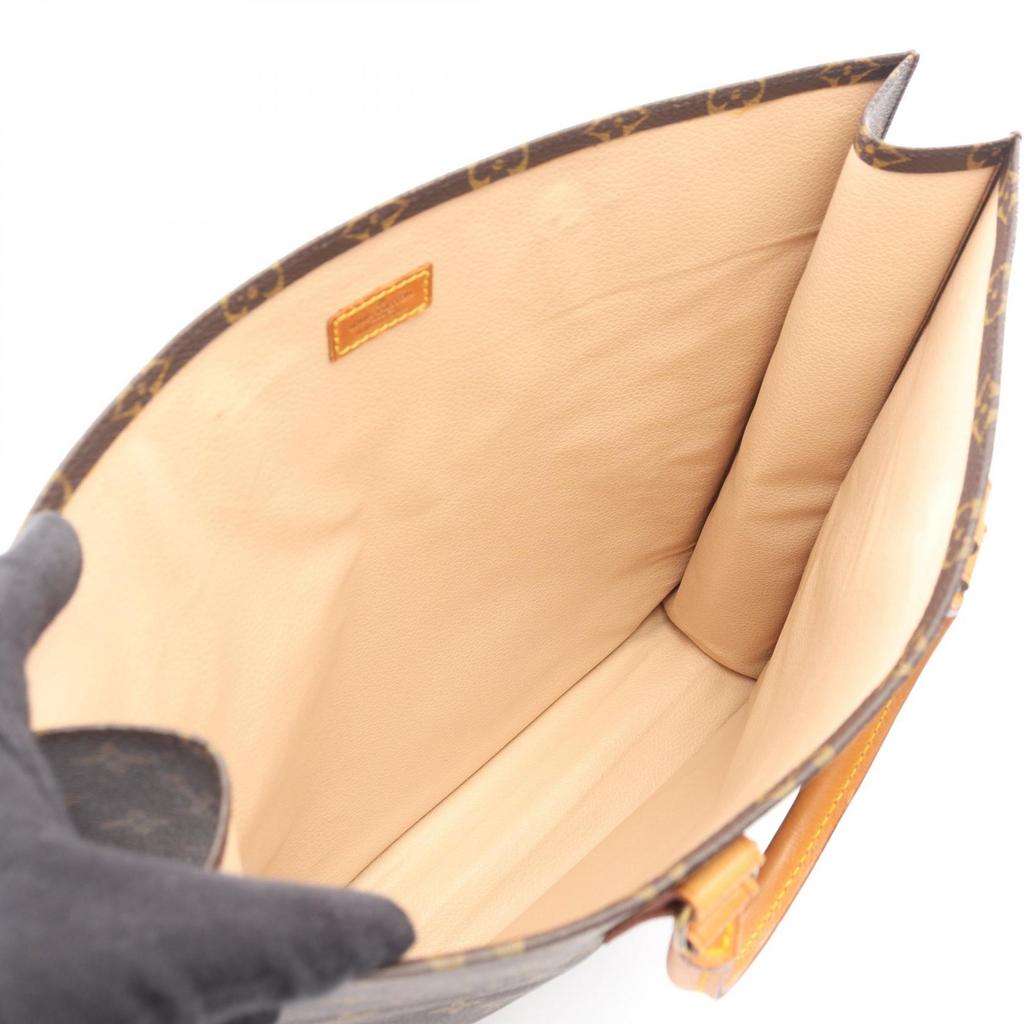 Used LOUIS VUITTON Sac Plat Tote Bag M51140 Monogram PVC Coated Canvas Leather Brown Used Women