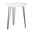 Patio Table, Small Round Table, Home Apartment Dining Table, Living Room Window Coffee Table with Marble Pattern and Iron Frame