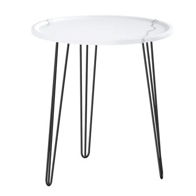 Patio Table, Small Round Table, Home Apartment Dining Table, Living Room Window Coffee Table with Marble Pattern and Iron Frame