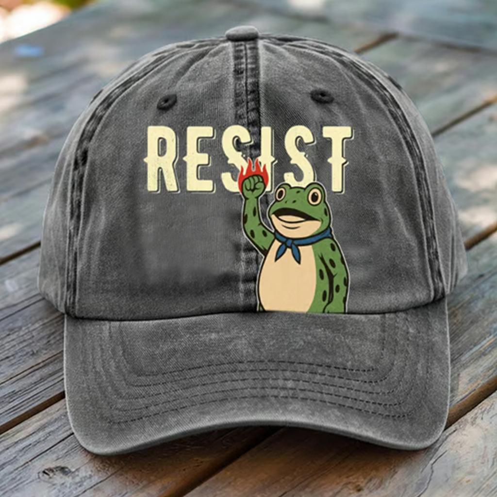 Washed Cotton Baseball Cap With Printed Distressed Soft Top Denim Hat For Men, European And American Retro Hat