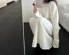 New solid color round neck loose lazy style pullover + elastic waist skirt foreign style two-piece set for women