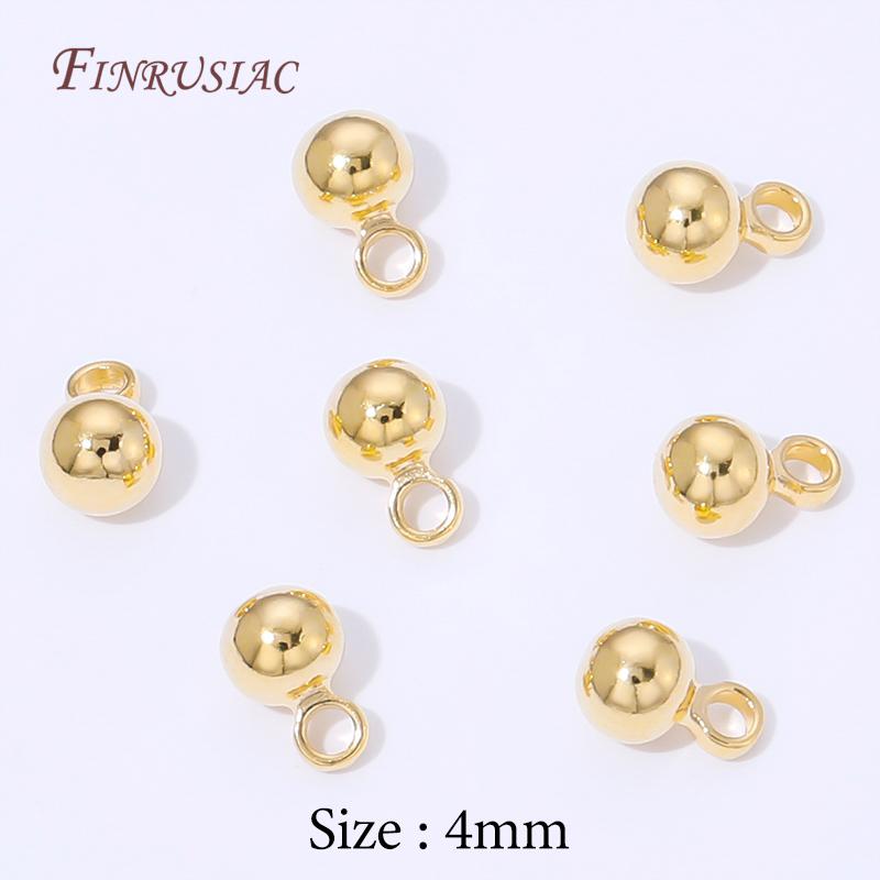 3mm 4mm 5mm 6mm 18K Gold Plated Brass Round Ball Bead Pendants For Necklaces Making,DIY Charms For Jewelry,Bracelets Accessories