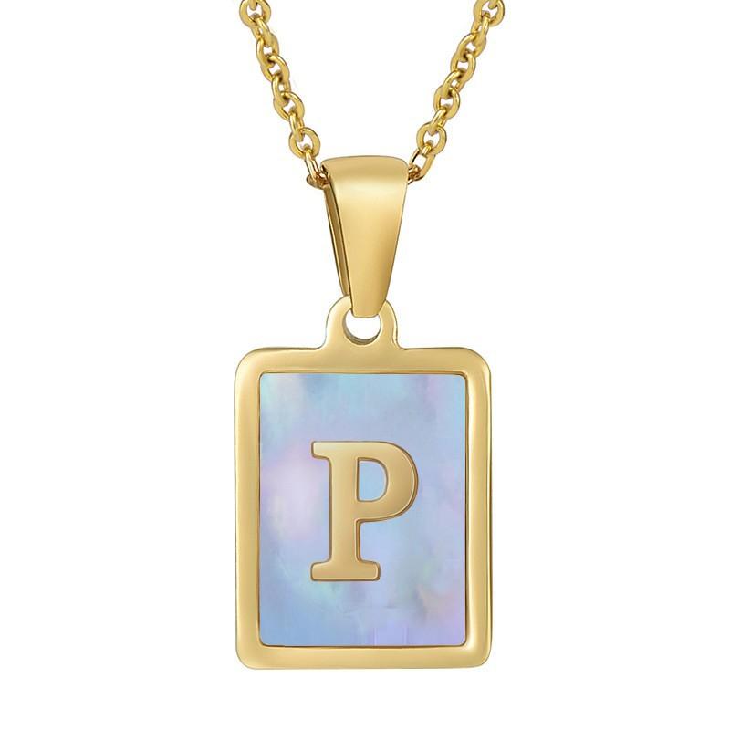 26 English Letter Necklace Women's Versatile 18K Natural Pink Shell Pendant Collarbone Chain 2026
