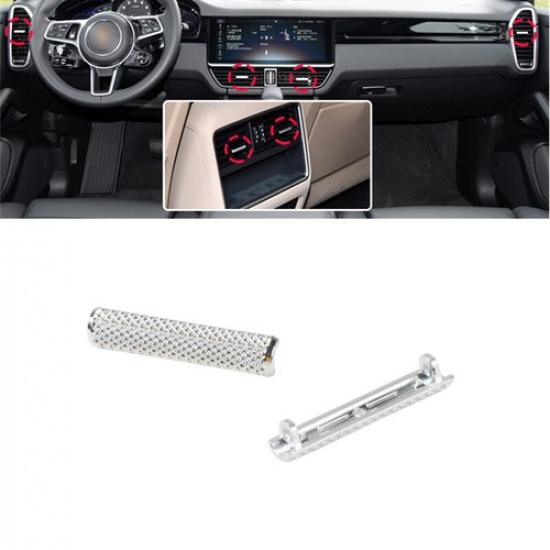 2pcs Silver AC Vent Toggle Piece Outlet Clip Strip For Porsche Cayenne 2018-