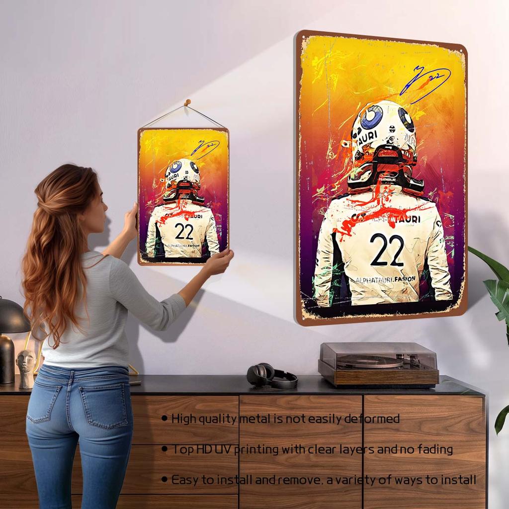 Yuki Tsunoda Racer Posters F1 Racing Metal Signs Decor for Room Decoration Custom Tin Plates for Wall Art Decoration Retro Home