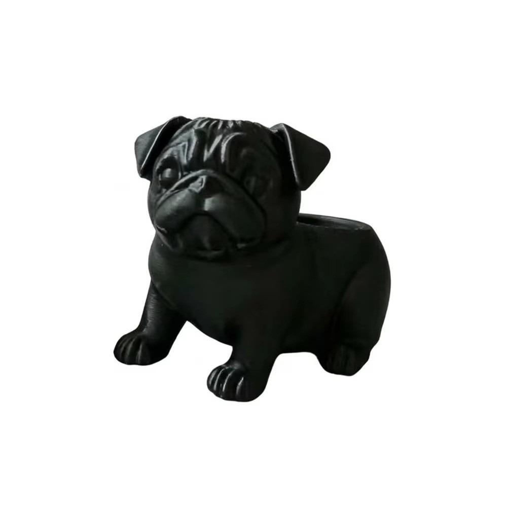 3D Printed Pug Figurine Plant Holder PLA Desktop Planter Pot Unique Handmade Planter  Office Desk