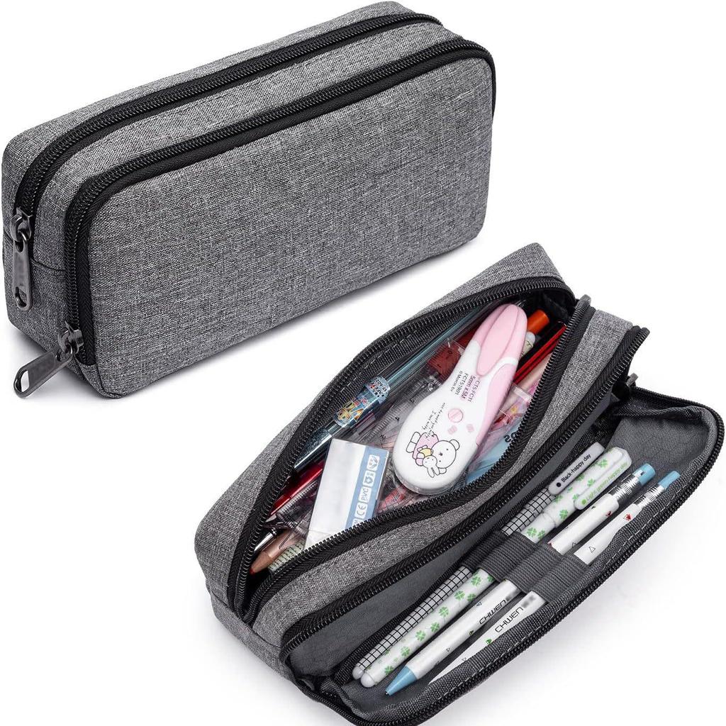 Stylish Large Capacity Pencil Case for Men - Durable and Simple Office Stationery Storage Bag