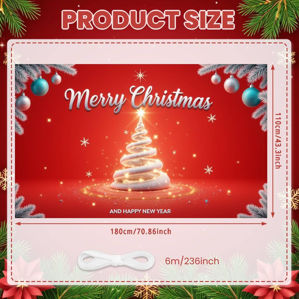 Christmas Backdrop Snowflake Pattern Christmas Event Banner Christmas Party Banner Shiny Xmas Banner For Indoor Celebration