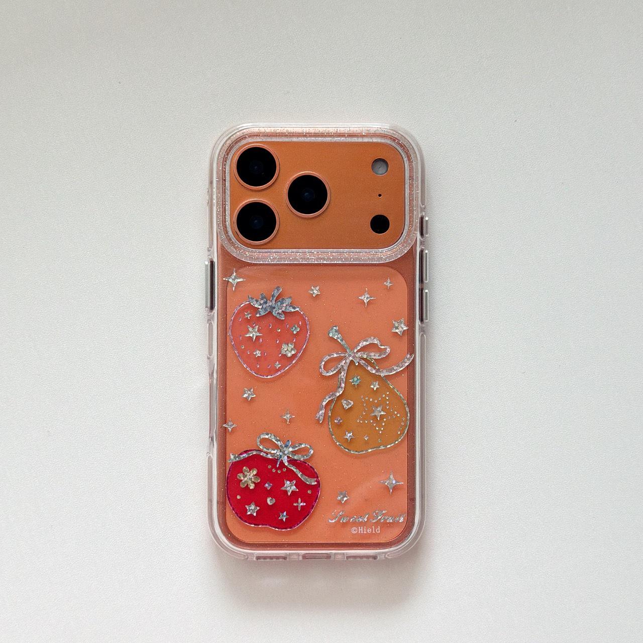 

Gold Glitter Diamond Fruit iPhone Protective Case for iPhone 15, 16, 17 Pro Max - Elegant & Drop-proof Cover iPhone 16