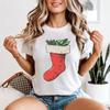 Christmas Stocking Vintage Holidays Womens T-Shirt Festive Decor Tee