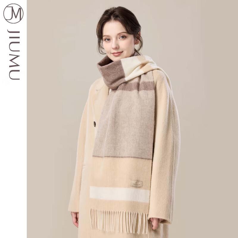 JIUMU Women's Warm Plaid Wool Scarf & Shawl