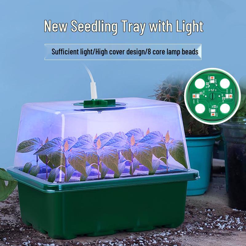 6/12-Hole LED Seedling Box: Adjustable, Breathable, Heat-Insulating, Large Capacity Sowing & Cuttings Tray.