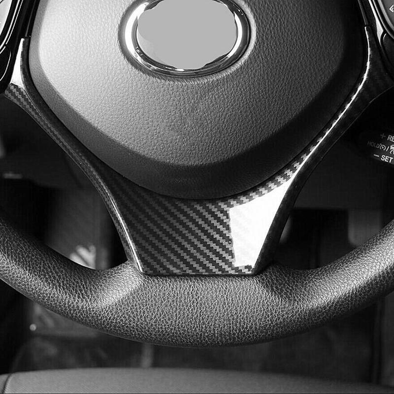 Authentic ABS Carbon Fiber Pattern For Toyota CHR C-HR 2016-2018 Car Steering Wheel Button Frame Cover Trim Interior Accessories