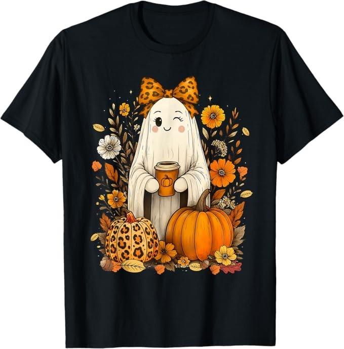 

Cute Boo Coquette Leopard Pumpkin Spice Autumn Fall Women T-Shirt XL