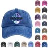 Washed Cotton Baseball Cap With Printed Distressed Soft Top Denim Hat For Men, European And American Retro Hat