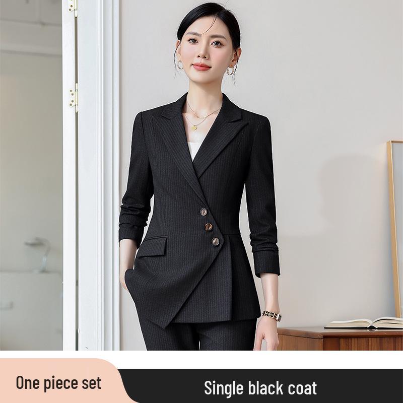 Women's High-End Striped Suit Set - Autumn 2024 Fashion, Elegant Professional Wear, Formal Goddess Style