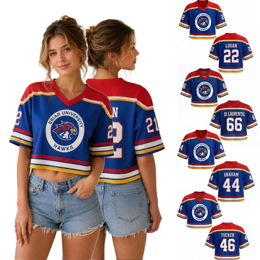 Women's Cropped Hockey Jersey Short Sleeve Top Mesh Fabric V Neck Athletic Style Casual Wear for Sports and Everyday Use