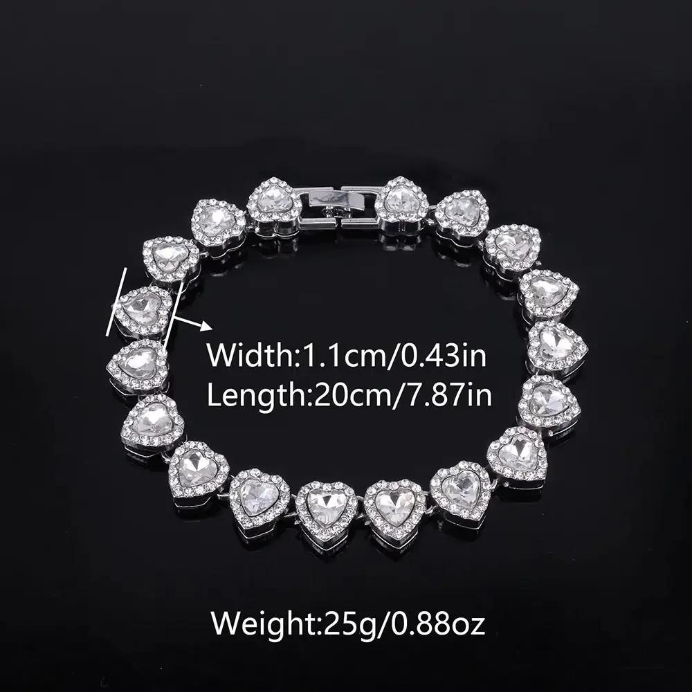 1 Stück Neues Herzförmiges Strass-Halsketten-Armband mit Glänzendem Herz-Legierungs-Kette Mode 20/45cm Rock Party Schmuck
