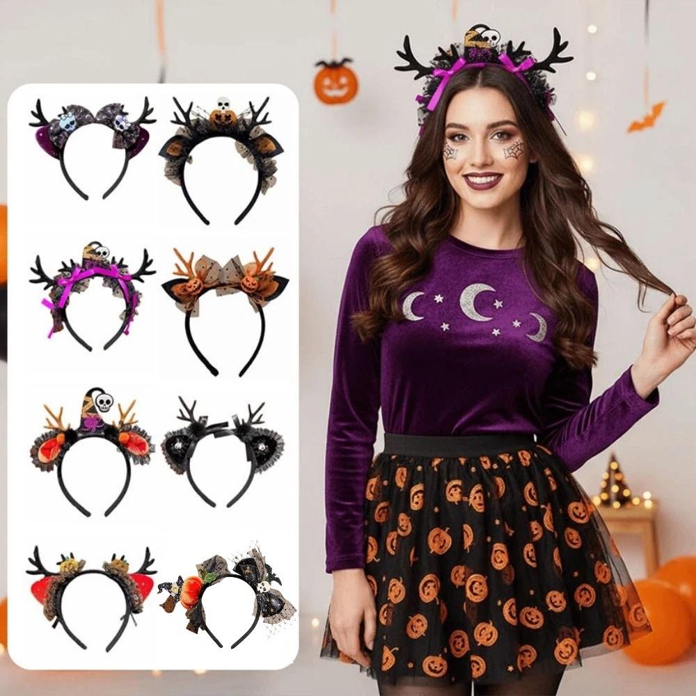 Cute Halloween Hairband Plush Spider Web Headband Fashion Party Hair Hoop Hair Accessories