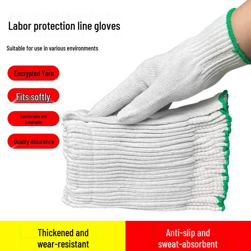 Huadun Heavy-Duty Cotton Work Gloves 800G, 12 Pairs