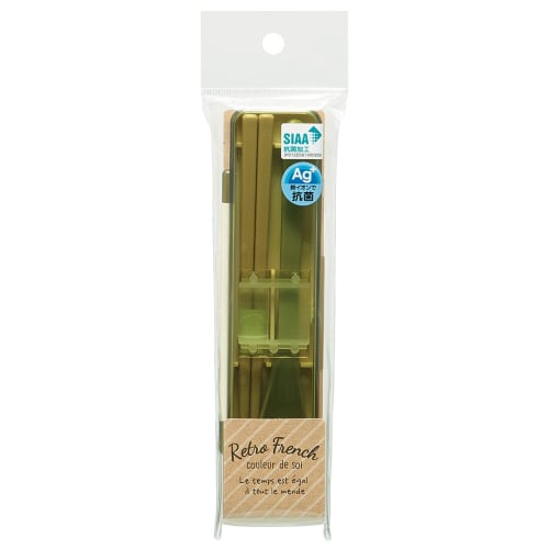 Skater Combi Set Chopsticks Spoon Set Silver Ion Ag+ Antibacterial Retro French Green Made in Japan 18cm CCS3SAAG