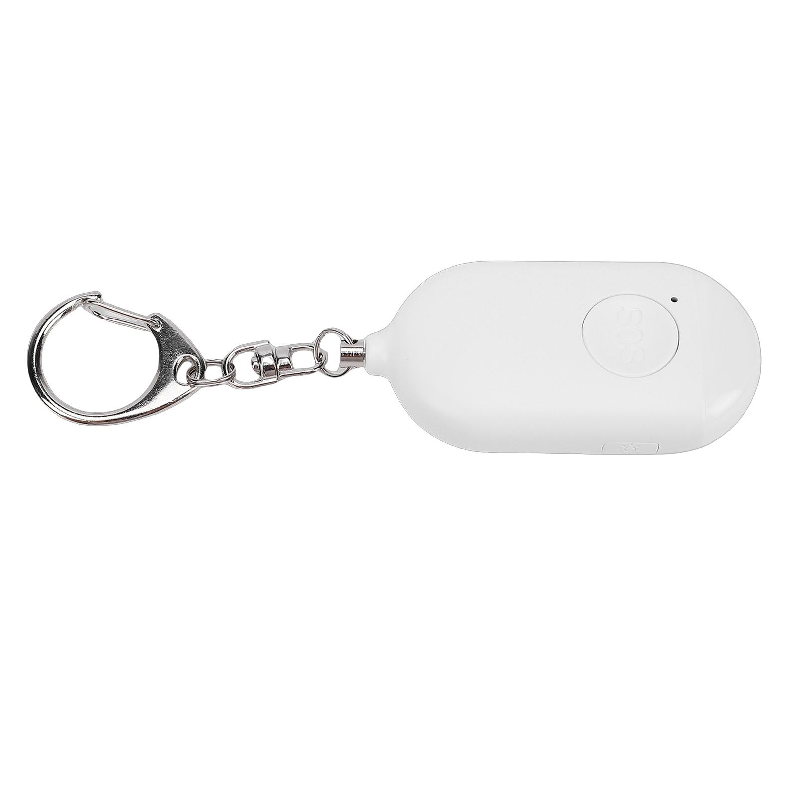 

Personal Safety Alarm White IP44 Water Proof Rechargeable 130dB Alarm Siren Keychain with LED Flashlight APP for