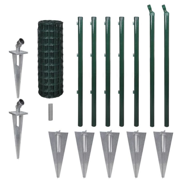 VidaXL Jeu de Clôture avec des Piquets de Sol Jardin 10 x 0,8 m Acier Vert 142381
