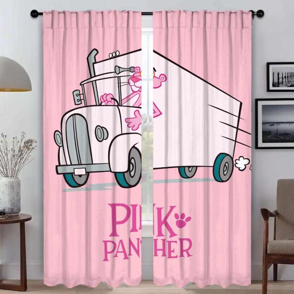 Pink Panther Elegant Room Curtains for Camera Partition Window Curtain for Room 2 Panel Halloween Decoration Shades Living Child