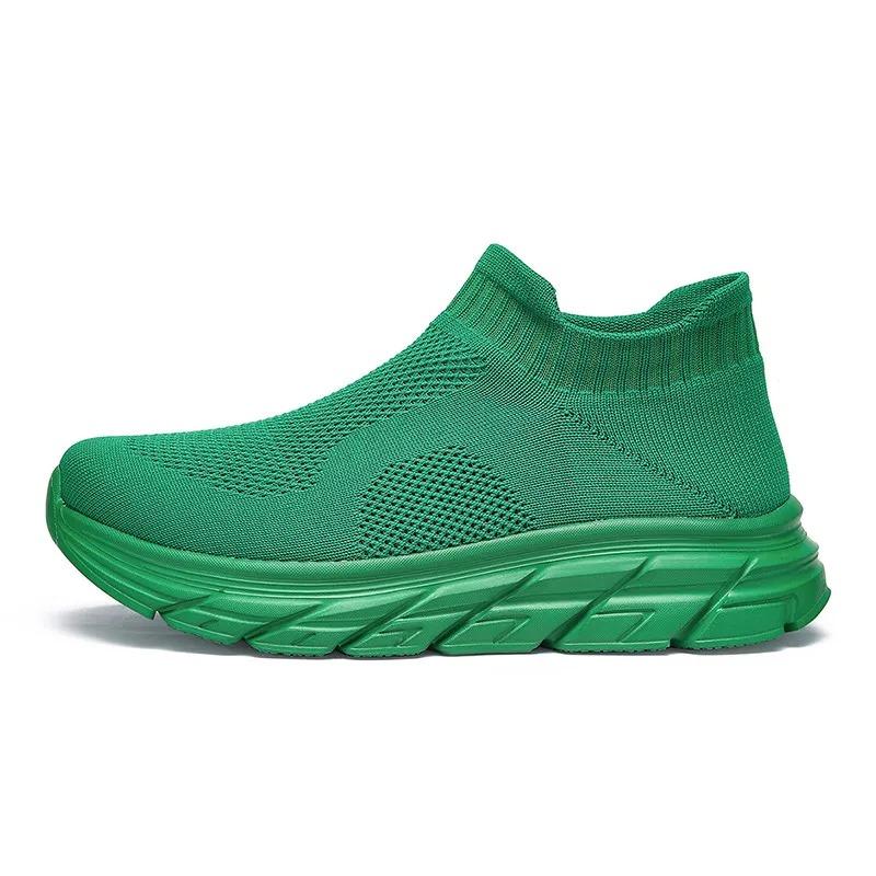Fashion Green Men Sneakers Breathable Slip On Jogging Shoes Lightweight Trainers Sneakers Women Sports Shoes