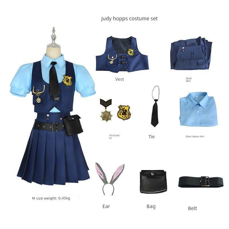 Judy Cosplay Costume Girls' Dress Judy Rabbit Police Officer Cosplay Little Girl Birthday Dress Lolita Puffy Dress