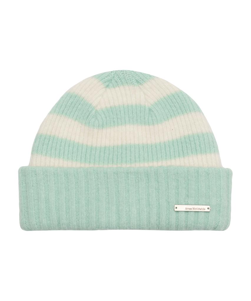 AMES-WORLDWIDE Hairy Stripe Gloves & Beanie Set Mint