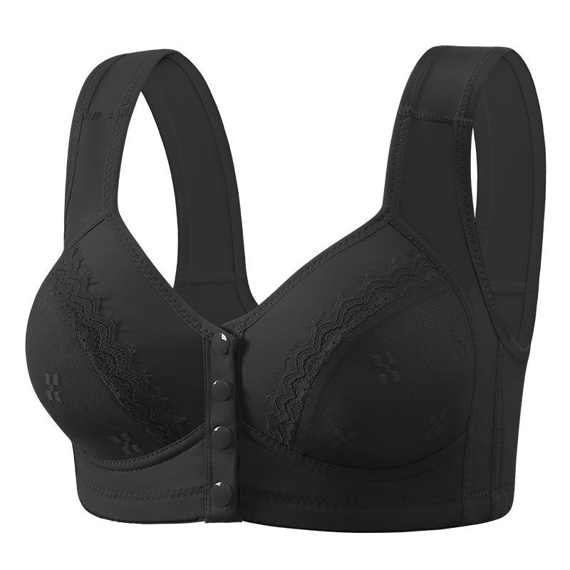 Front button without steel ring button vest style middle-aged and elderly underwear lace plus size bra women's text bra
