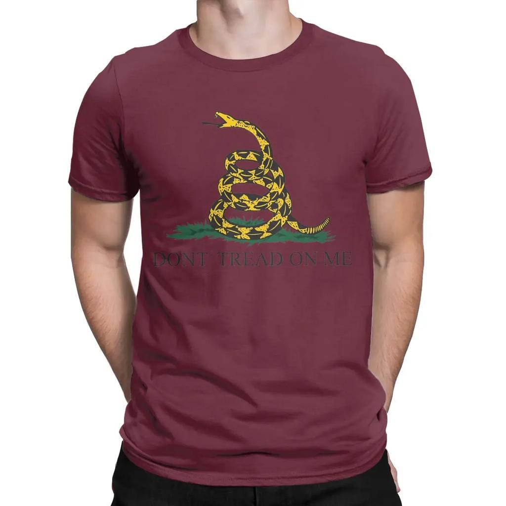 Novelty Don't Tread On Me Snake Flag T-Shirt Men Round Neck Cotton T Shirt Short Sleeve Tee Shirt Summer Tops
