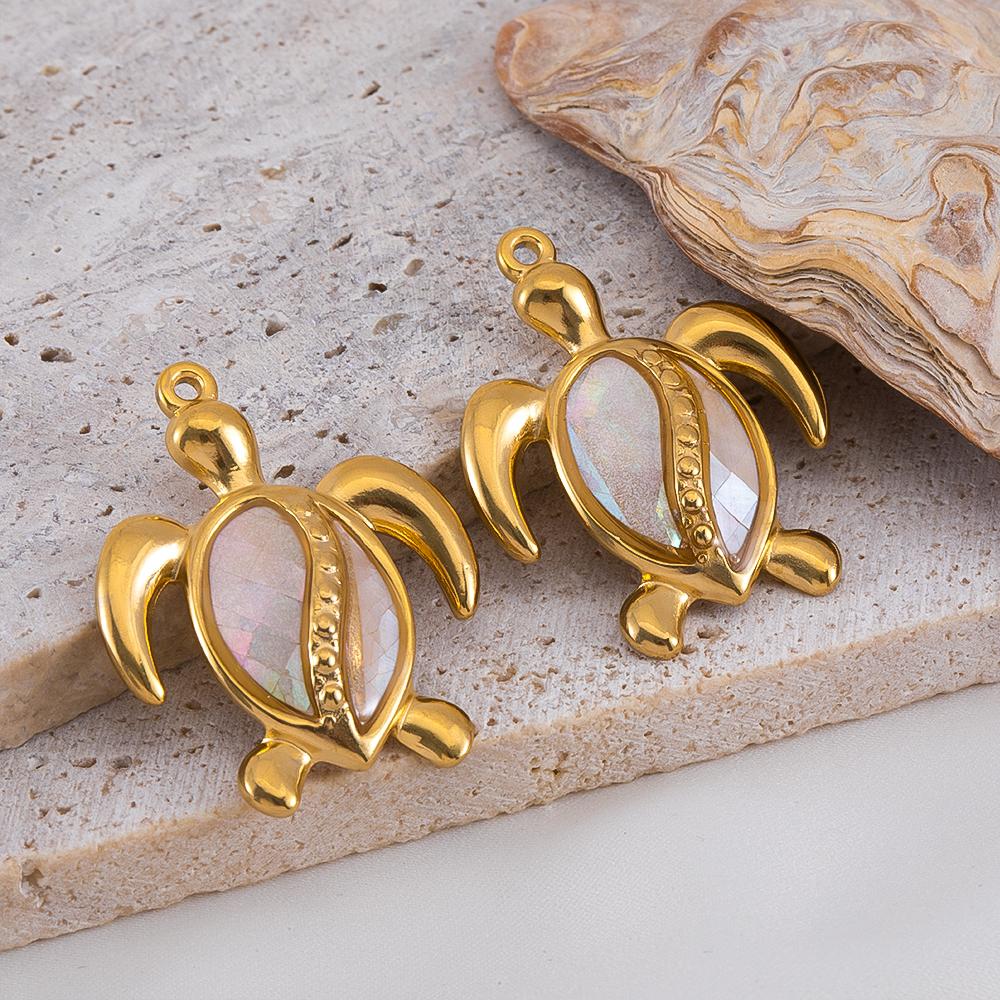 2pcs Stainless Steel Retro Ocean Turtle Octopus Crab Shell Star Pendant Necklace Earring Flower Charm Jewelry Making Craft Gift