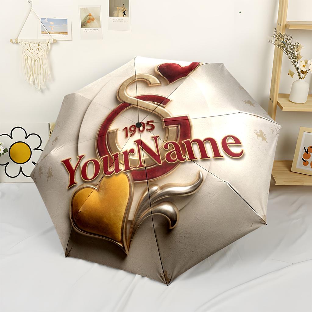 Galatasaray1 Customize Your Name Umbrella Automatic Umbrella Folding Umbrella with 8 Ribs Foldable Design Travel Essential Fashion Lovers