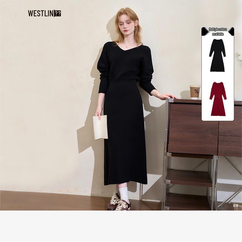 

Westlink Elegant V-Neck Knit Slimming Dress M