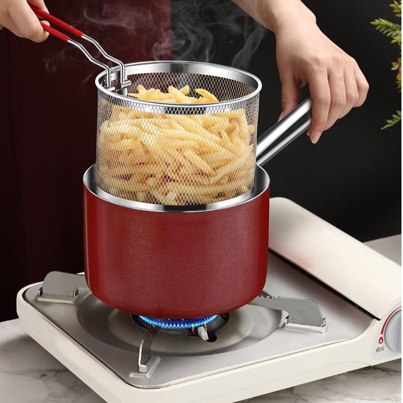 Frytkownica olejowa, stal nierdzewna 304, garnek do zupy z makaronem, garnek wielofunkcyjny, stal trójwarstwowa, frytkownica niepowlekana do użytku domowego