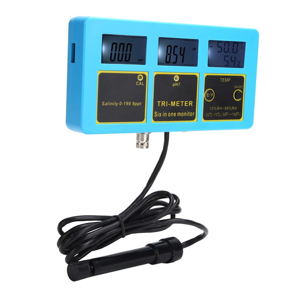 4 in 1 Water Quality Test Pen PH Salinity Meter Thermometer LongTerm Online Monitor for Fish Tank