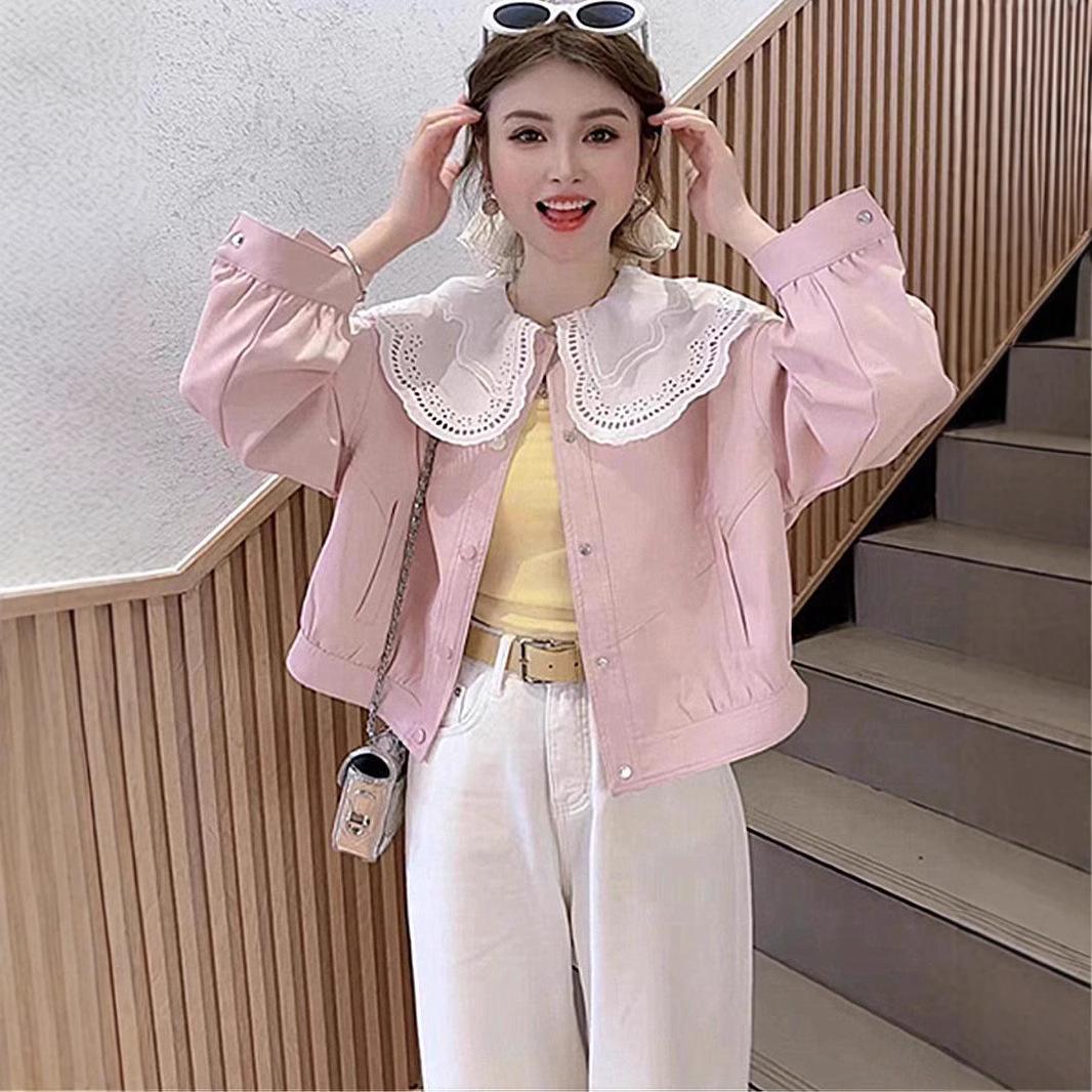 

Women s Petite Sweet Doll Collar Jacket - Spring 2025 French Design Shirt. Large