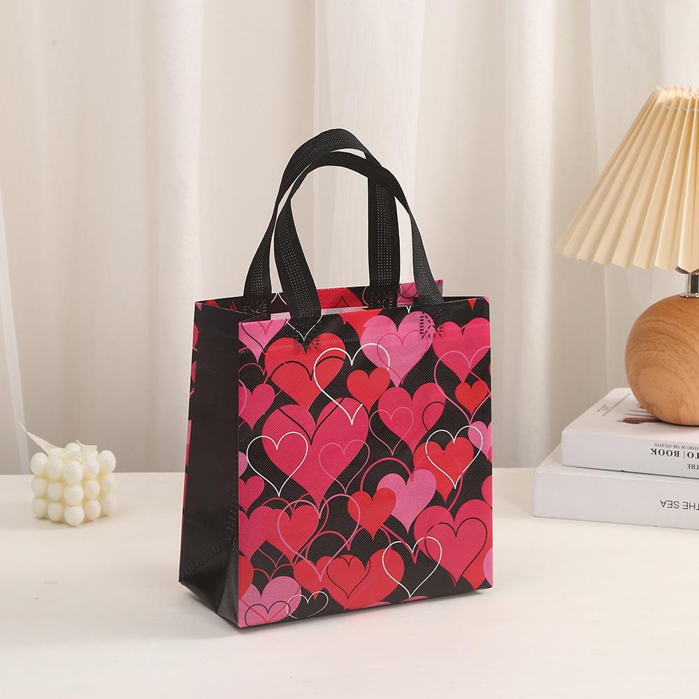 12/30pcs Valentine Gift Bags Heart Pattern Paper Gift Bags With Handles For Wedding Party Favors Candy Treats Small Gifts