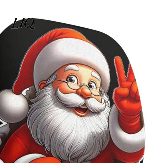 Festive Car Accessories for Christmas Headrest Cover, Elastic Stretch Santa Deer Print Auto Claus Seat Protectors Protector, Universal Fit Holiday