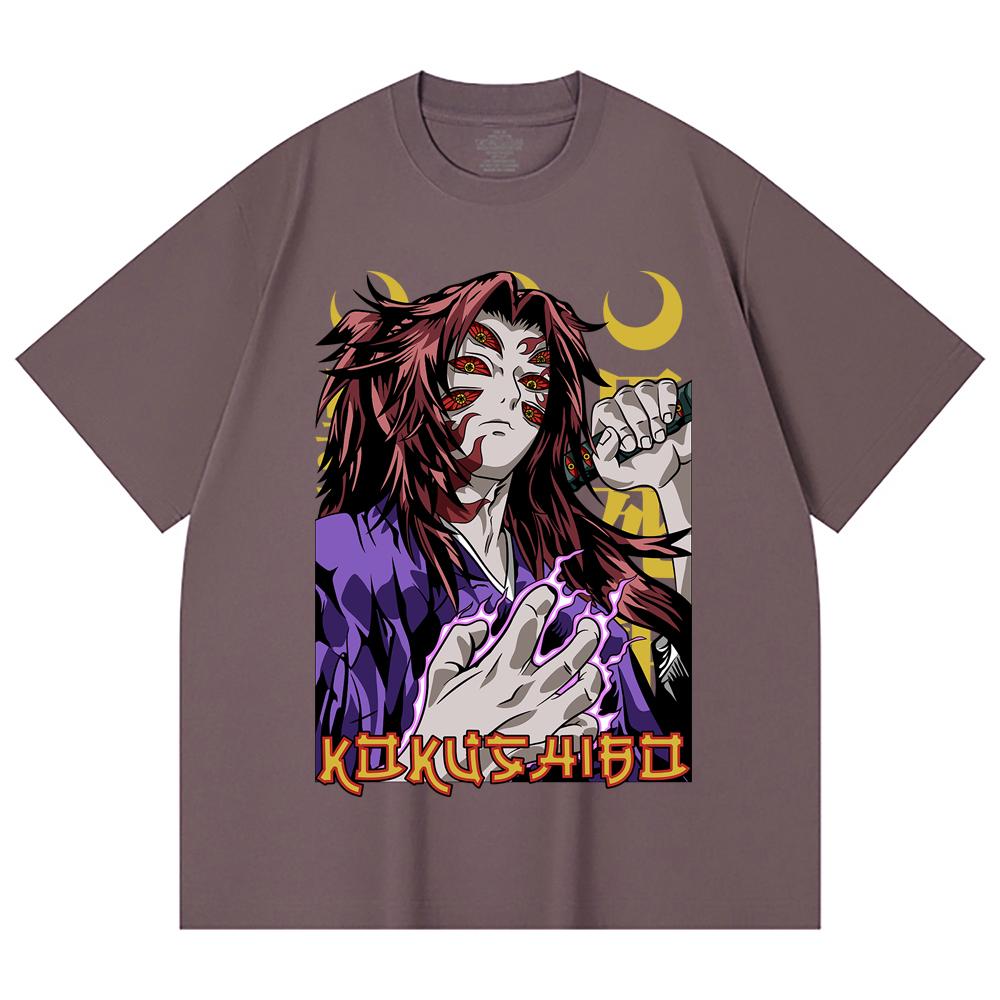 230 Gsm 100% Cotton Demon Slayer V105 Kokushibo Print Unisex Heavy Cotton T Shirt